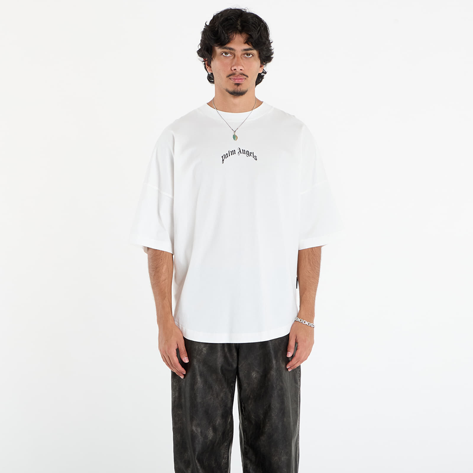 Tričko Palm Angels Back Curved Logo Over Tee Off White/ Black XL