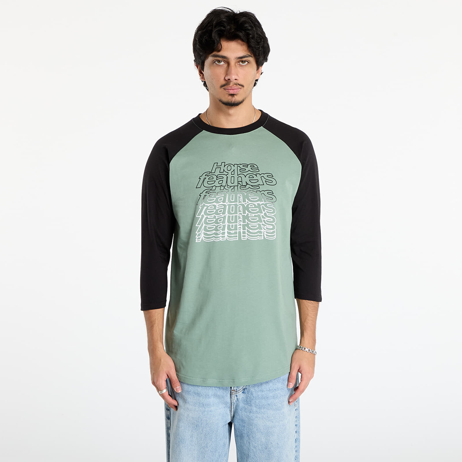 Tričko Horsefeathers Rollin Raglan T-Shirt Iceberg Green/ Black M
