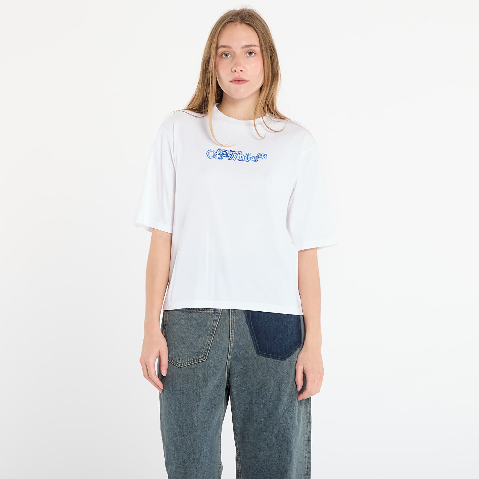 Tričko Off-White Cloudy Arrow Boxy Tee White/ Electric Blue M