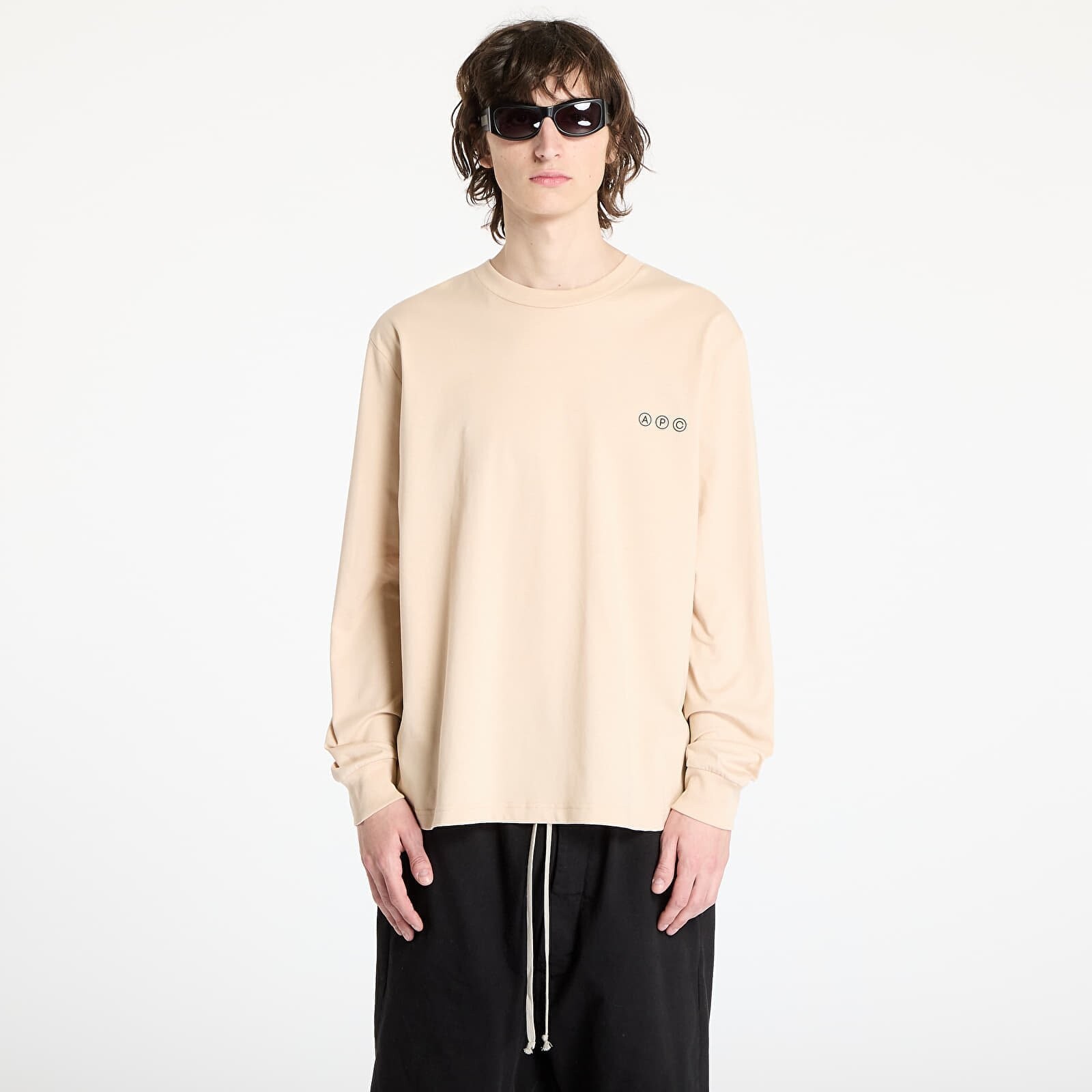 Tričko A.P.C. Long Sleeve Adresse T-Shirt UNISEX Beige L