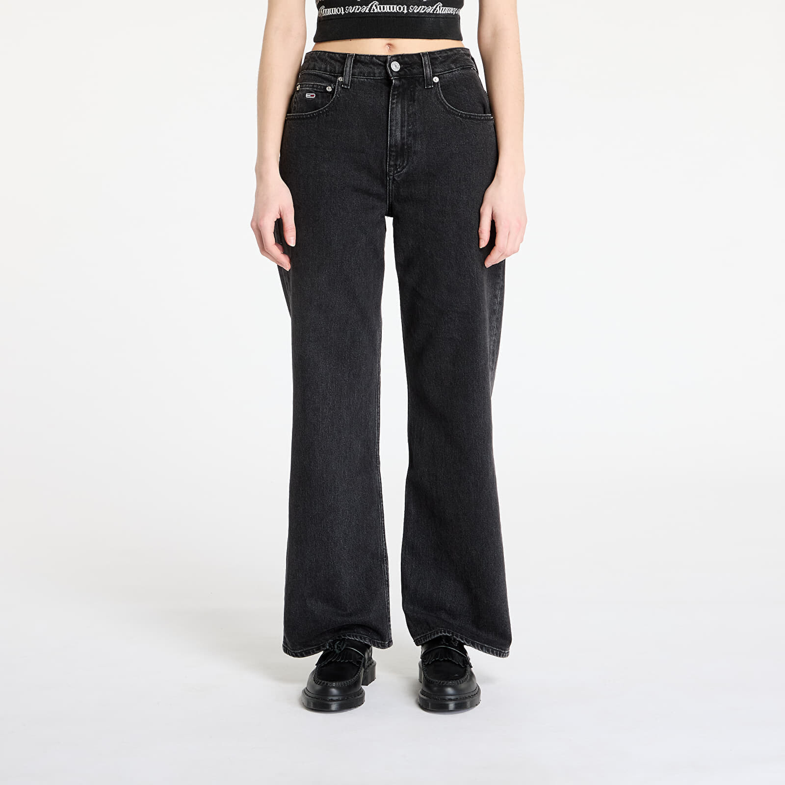 Džínsy Tommy Jeans Mia Mid Rise Relaxed Straight Jeans Denim Black W26/L30