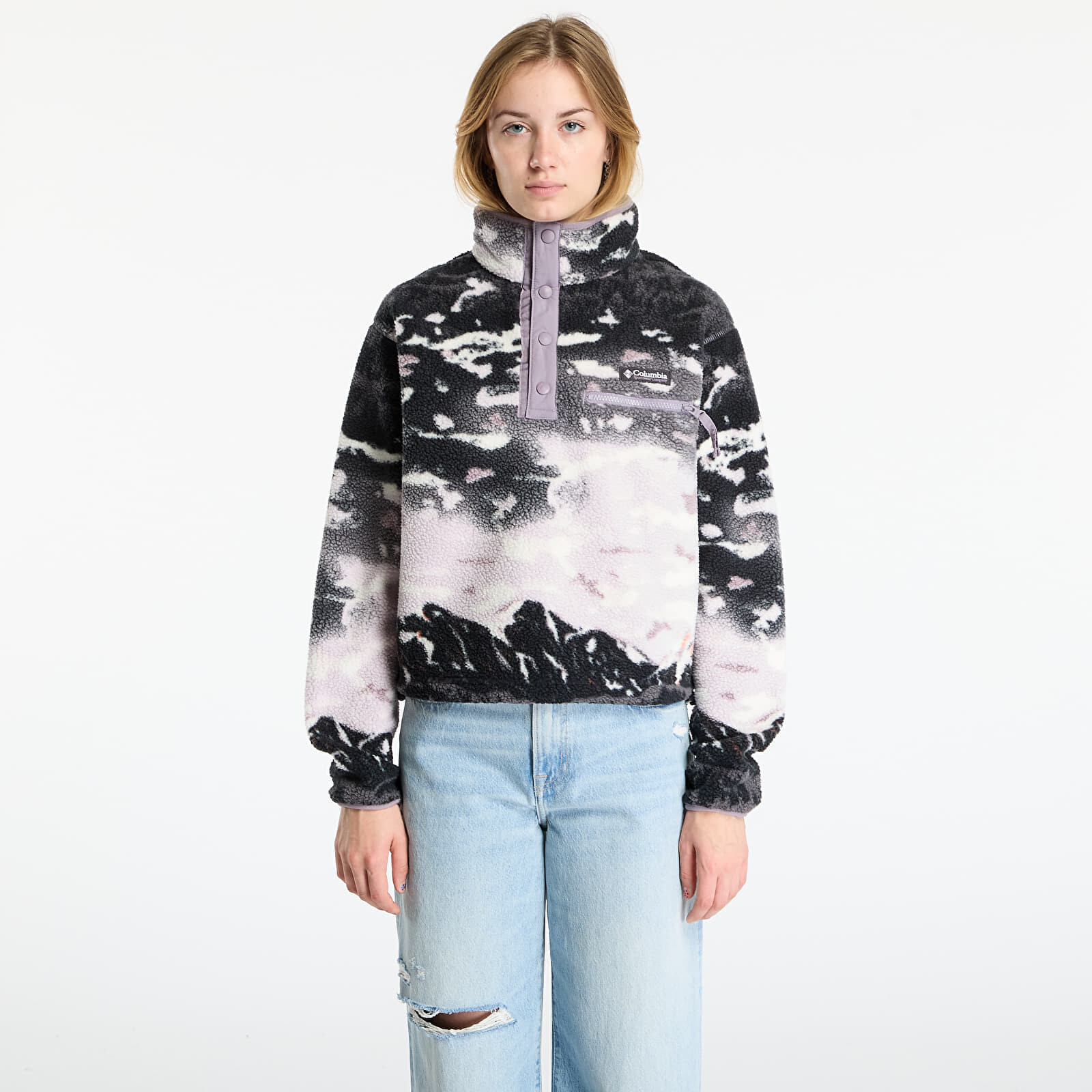 Mikina Columbia Helvetia™ II Printed Cropped Half Snap Shale Purple Sisters/ Shale Purple L
