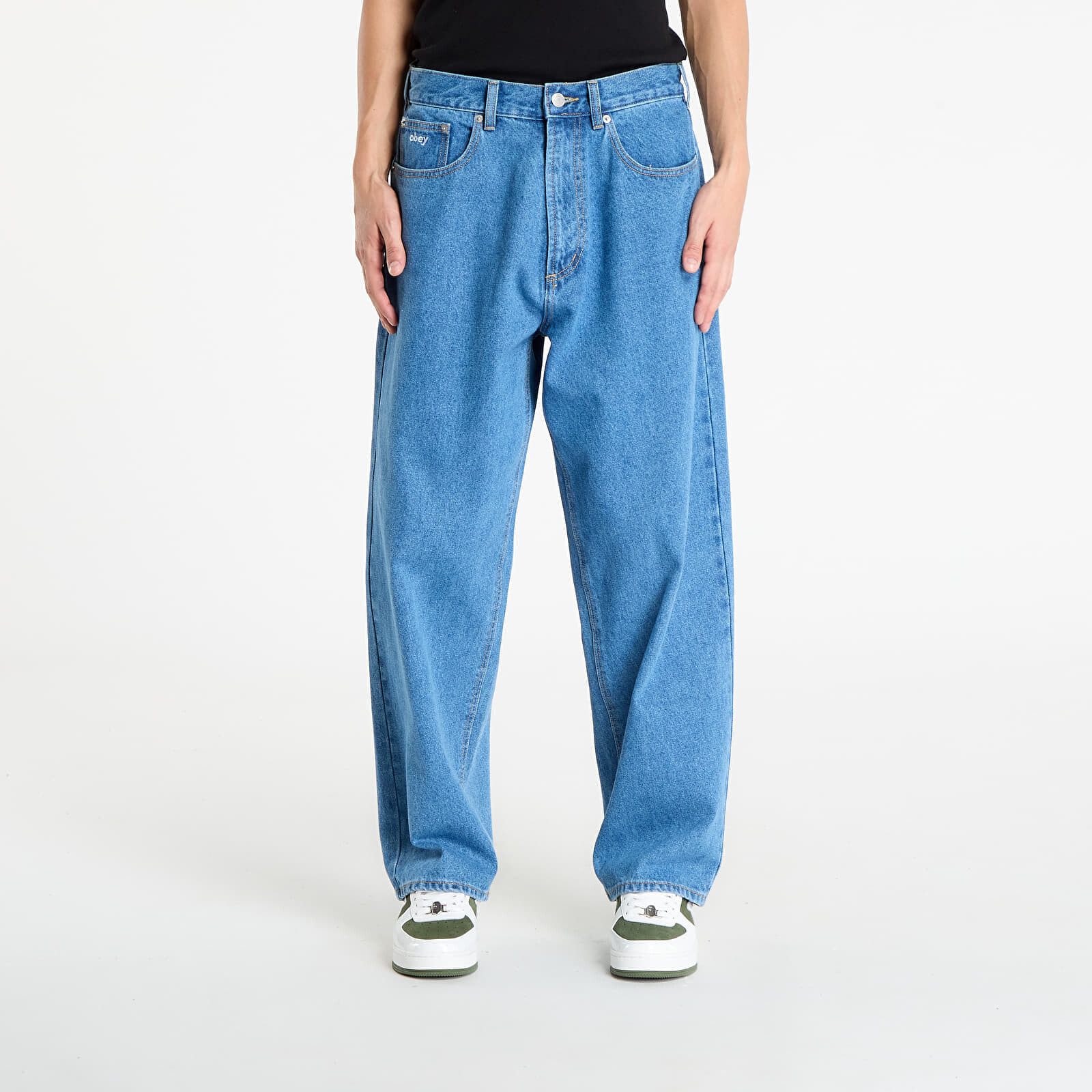 Džínsy OBEY Bigwig Baggy Denim Medium Stonewash Lt Indigo W32