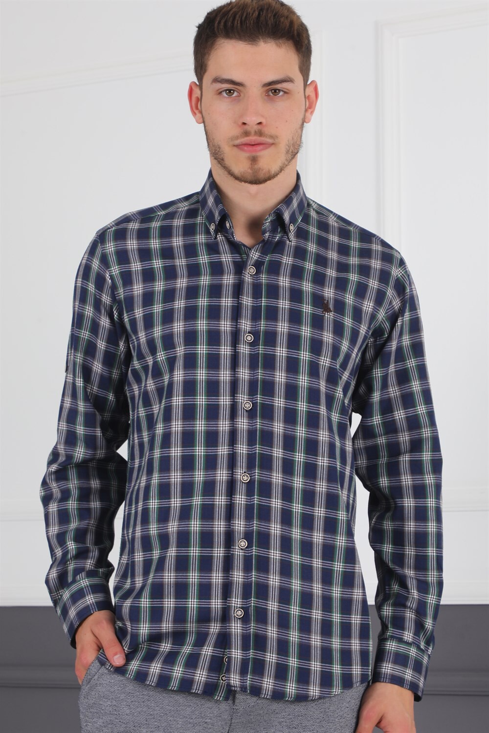 G718 DERBERRY MEN'S SHIRT-LACİVERT