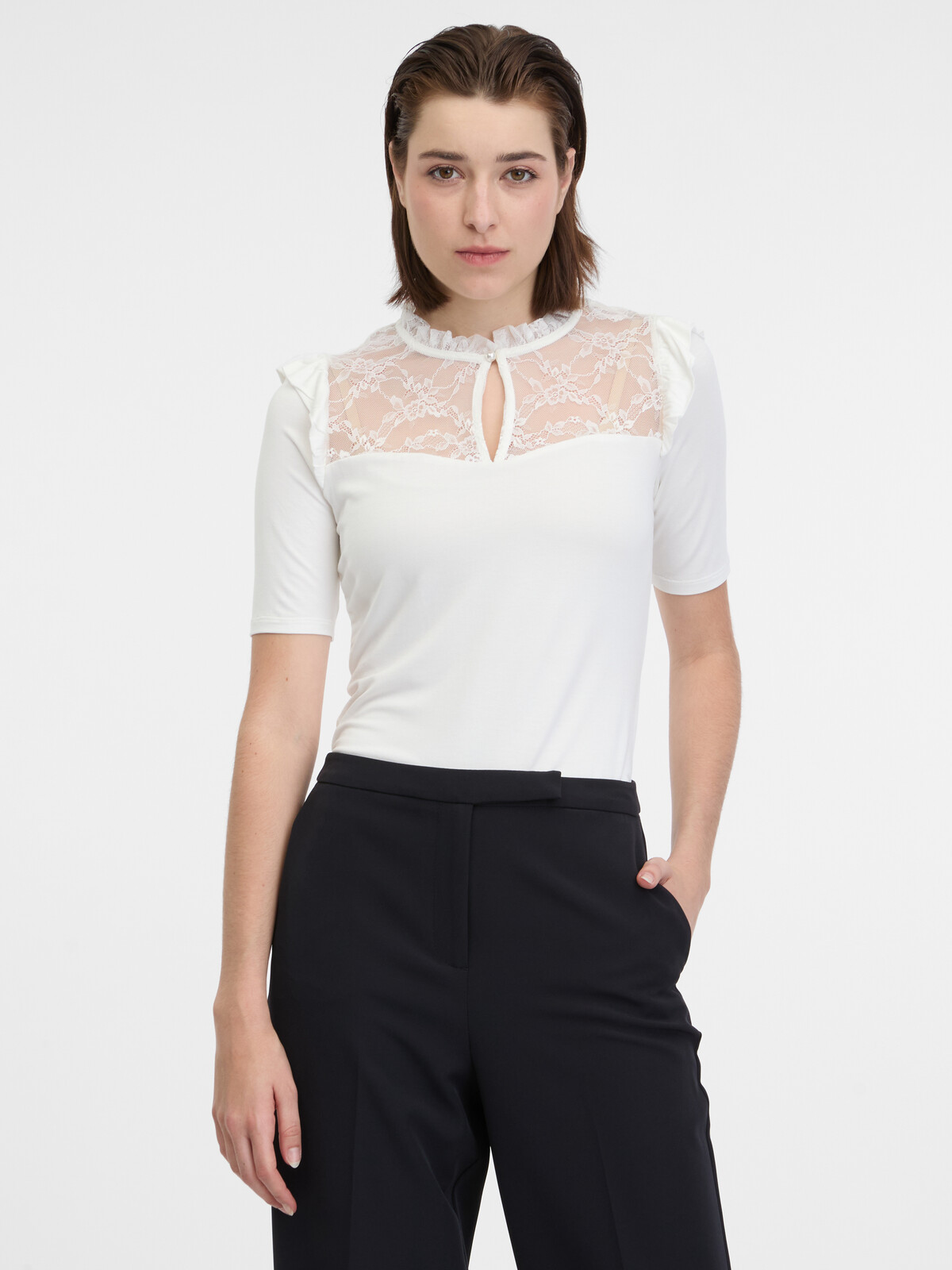 Biele dámske tričko s krajkou ORSAY