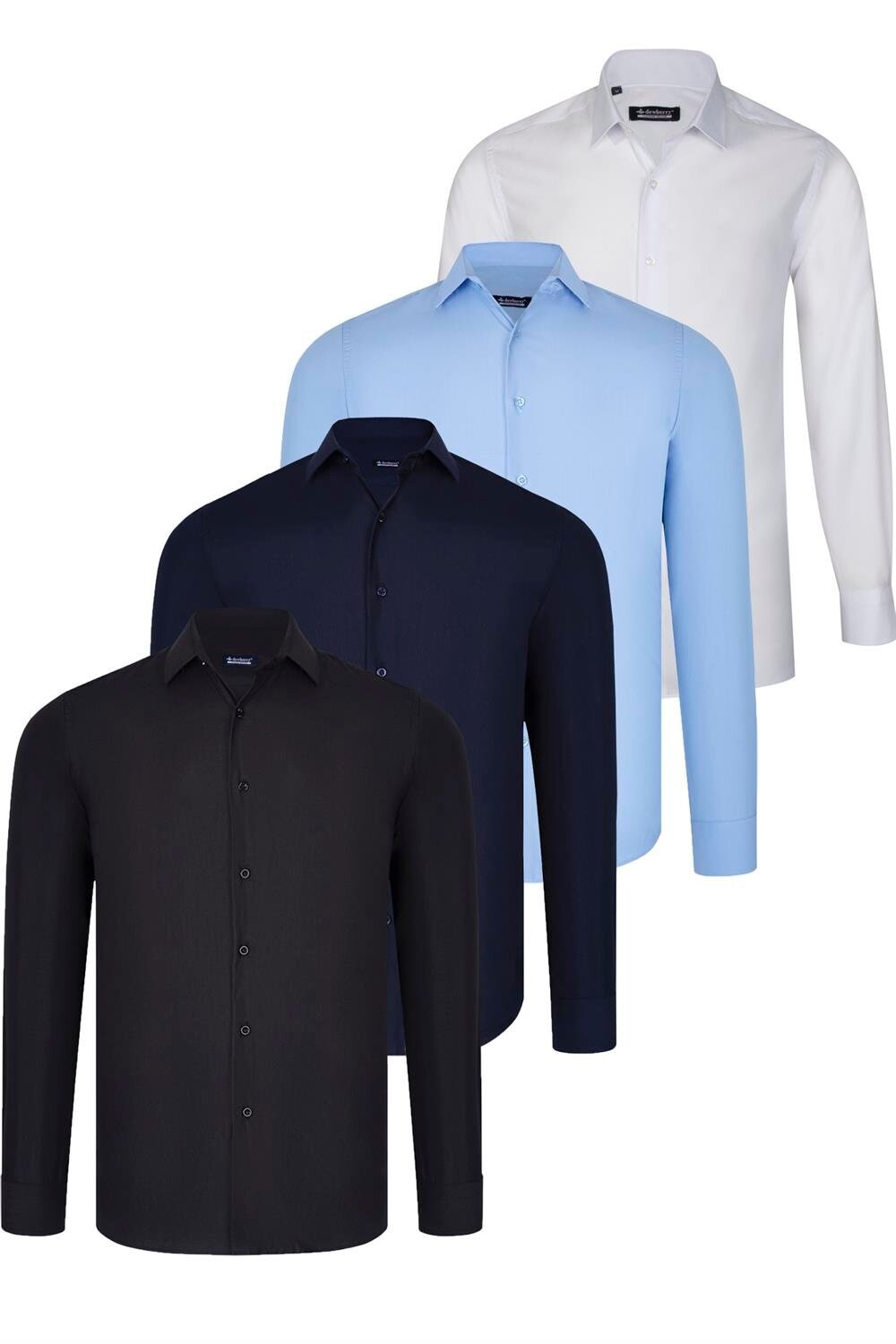 QUAD SET G726 DEWBERRY SHIRT-BLACK-WHITE-NAVY BLUE-BLUE