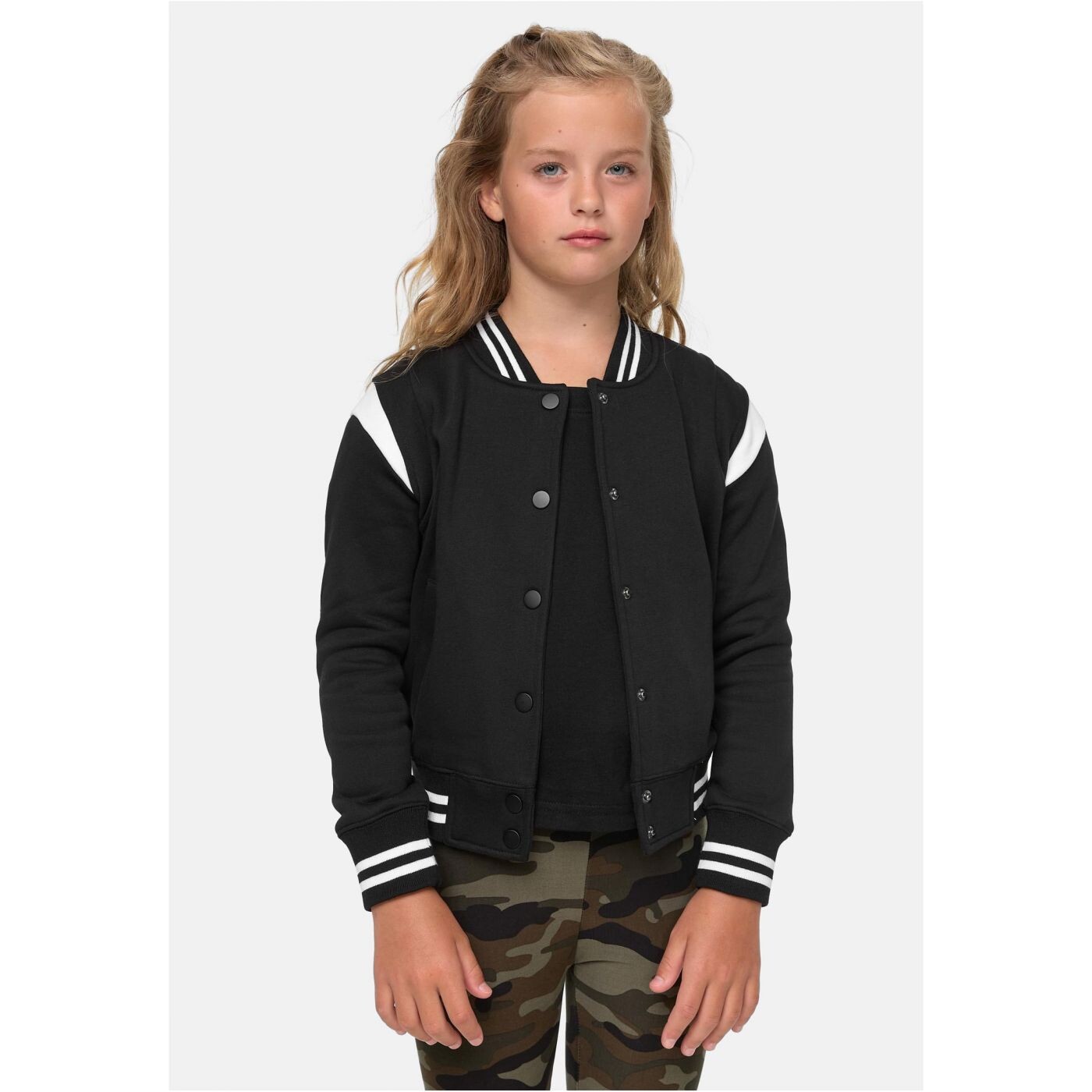 Girl's inset College Sweat Jacket black/white