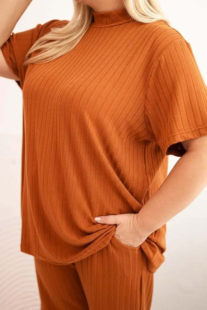 Kesi Dámsky komplet Plus Size 3-dielny camelový