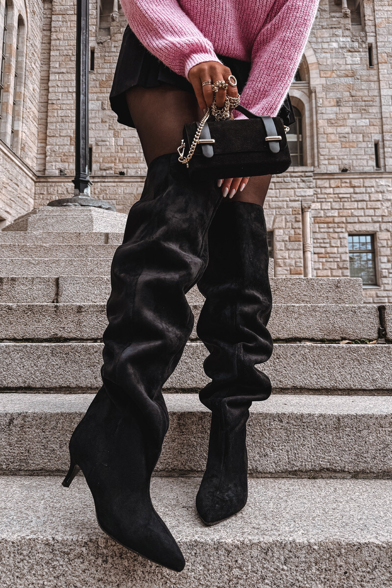 Boto Poncho dámske čižmy na podpätku čierne Ysolienne