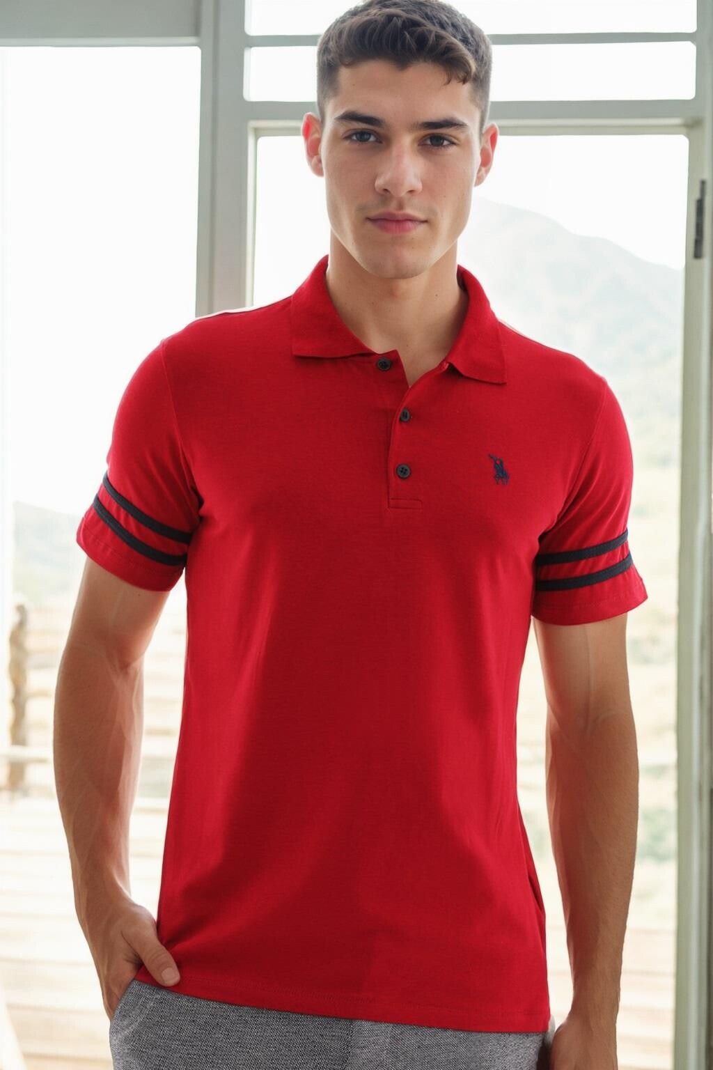 T9585 DEWBERRY MEN'S T-SHIRT-BURGUNDY-1