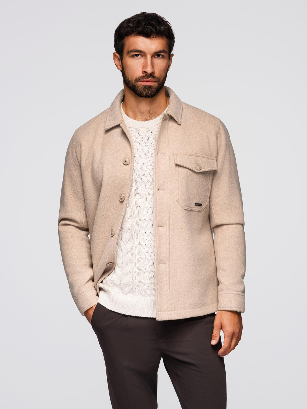 Ombre Men's shirt jacket - beige