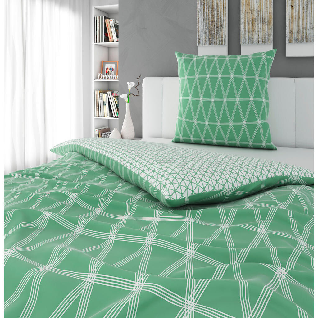 Novel OBOJSTRANNÁ POSTEĽNÁ BIELIZEŇ, satén, zelená, 135/200 cm