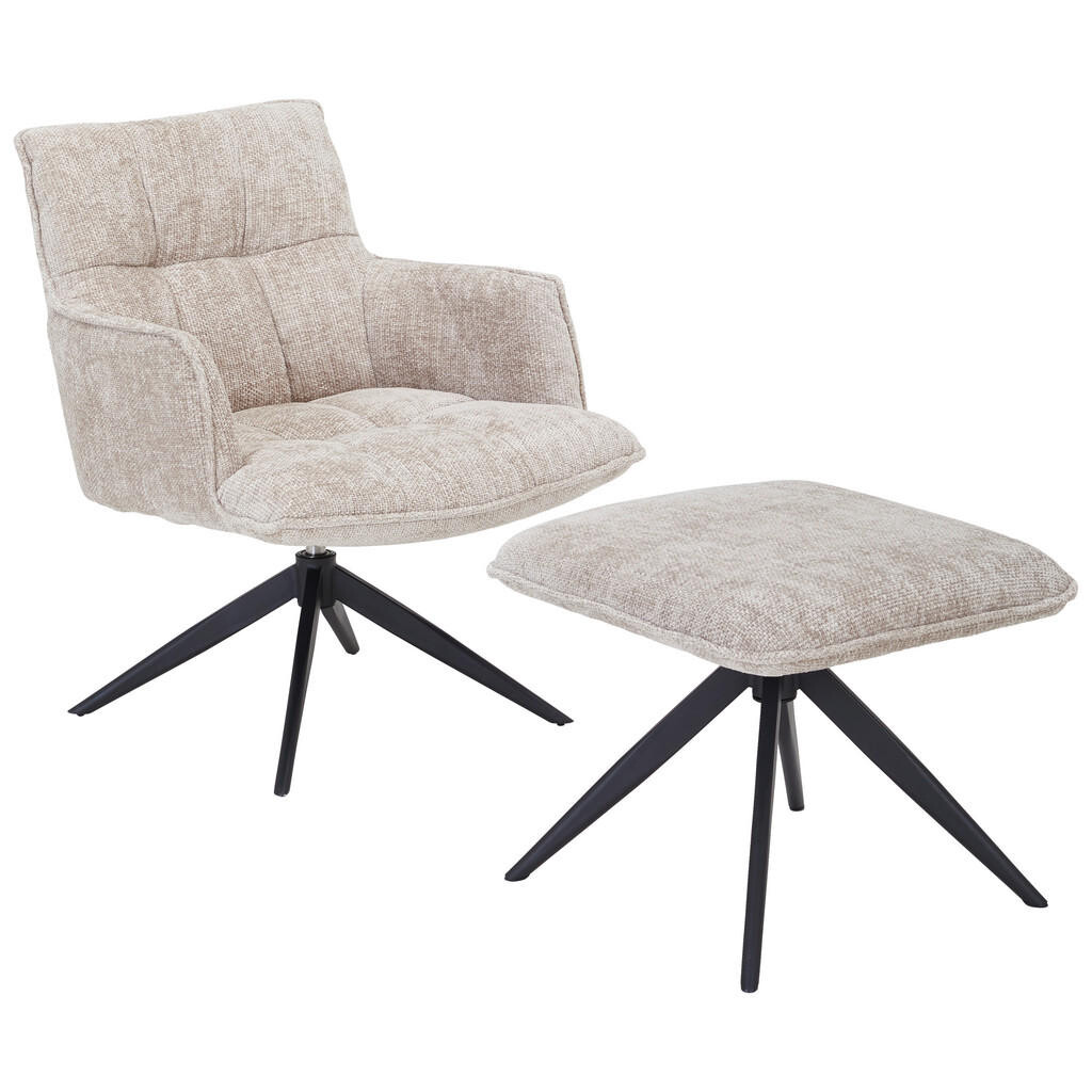 Novel KRESLO – SADA, kov, textil, čierna, béžová