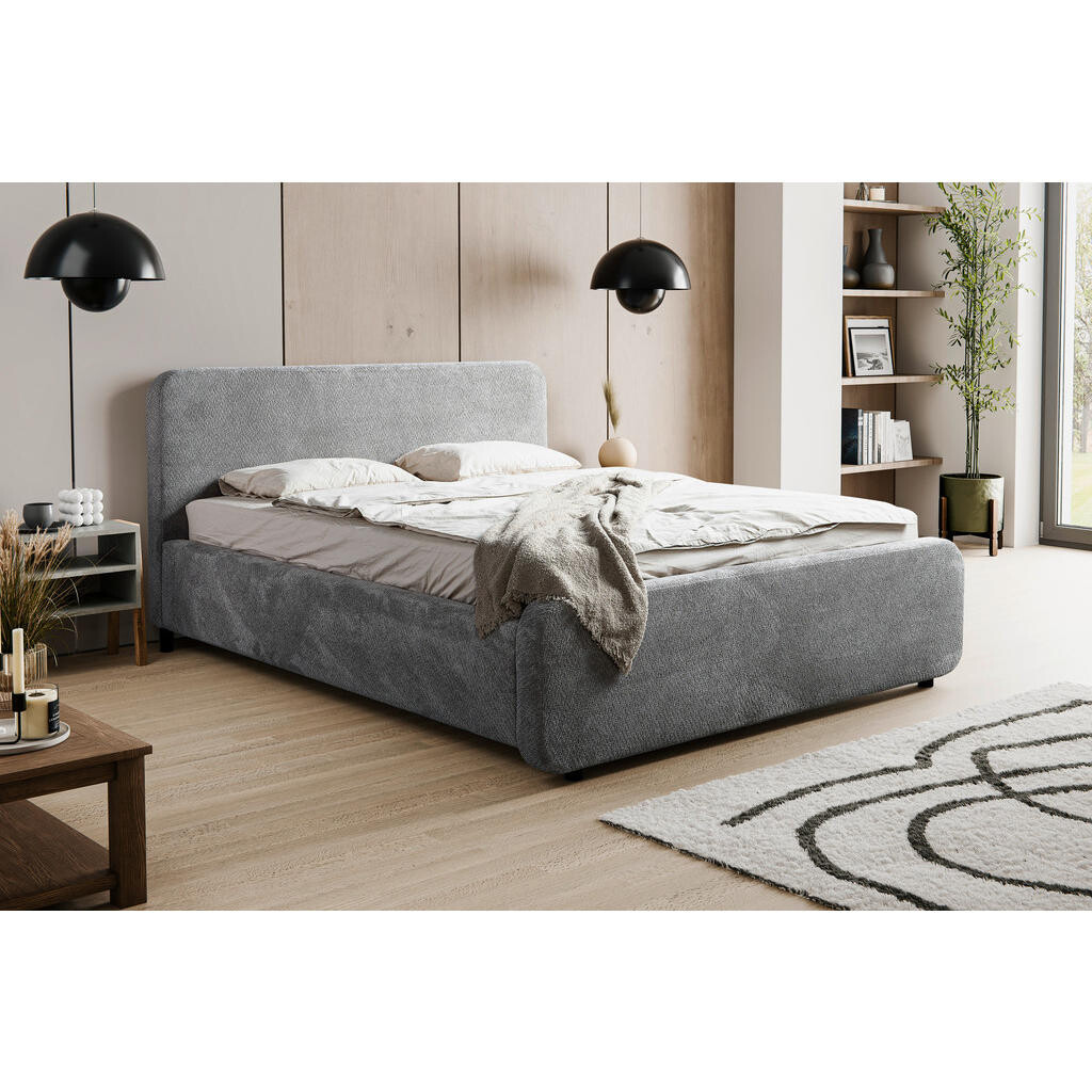 MID.YOU ČALÚNENÁ POSTEĽ, 140/200 cm, sivá