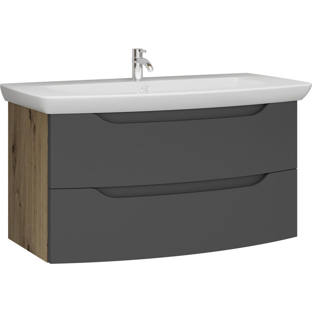 Stylife SKRINKA S UMÝVADLOM, grafitová, farba duba, 90 cm