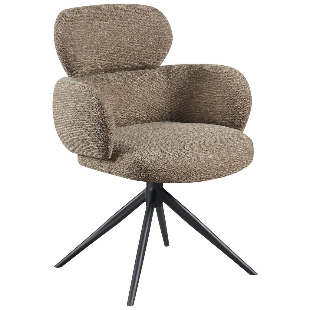 Novel STOLIČKA S PODRÚČKAMI, železo, tkaná textília, taupe