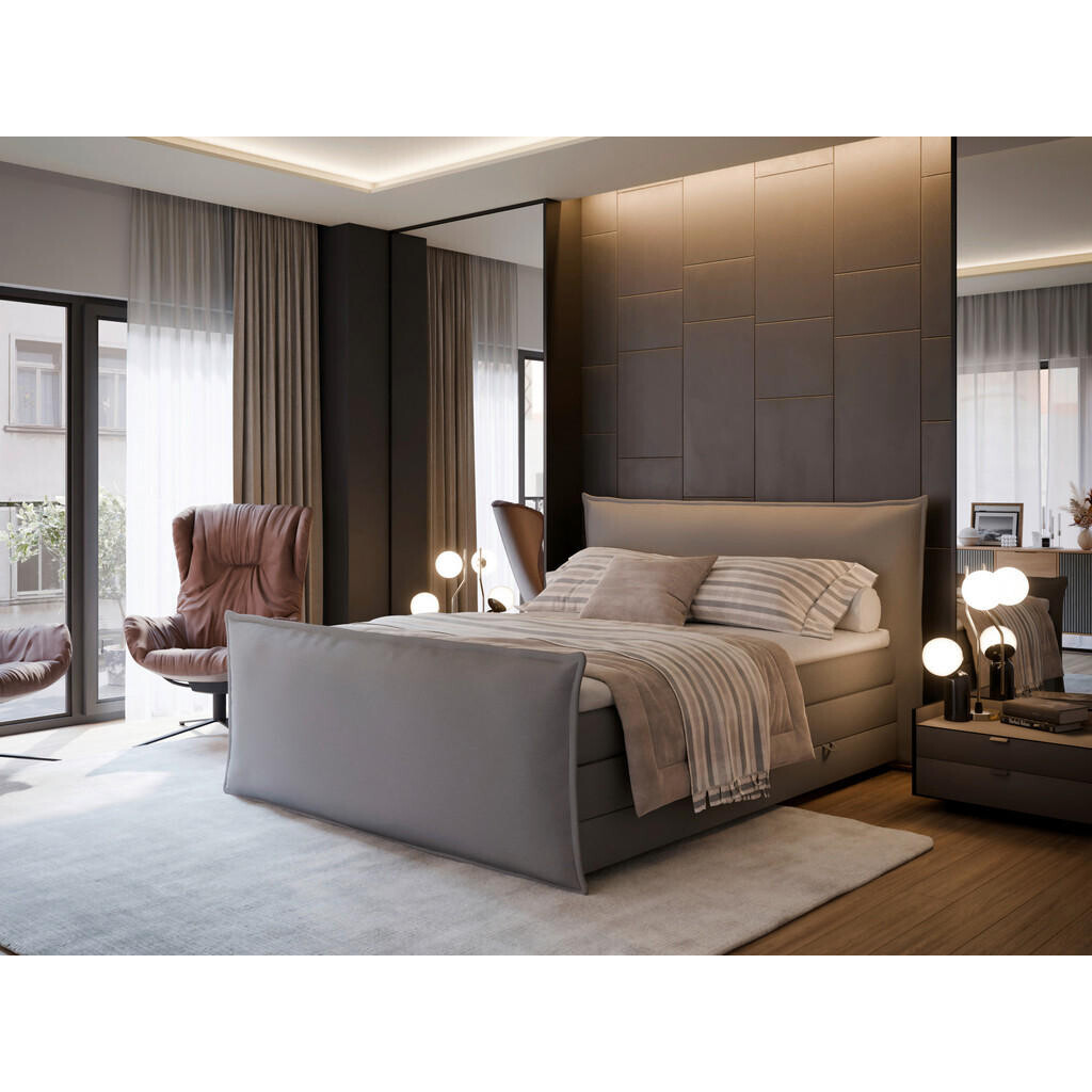 MID.YOU BOXSPRINGOVÁ POSTEĽ, 160/200 cm, strieborná