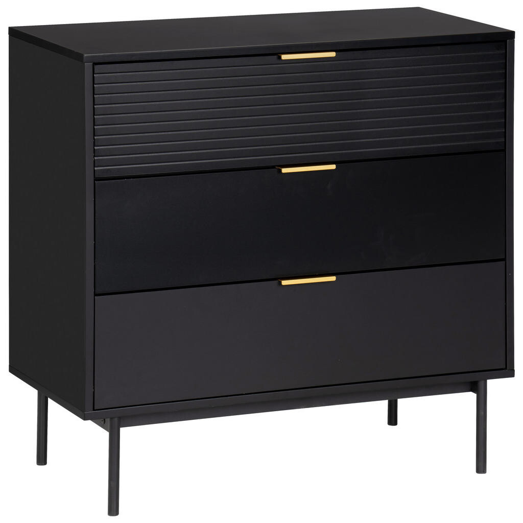 Livetastic KOMODA, čierna, zlatá, 80/80/40 cm