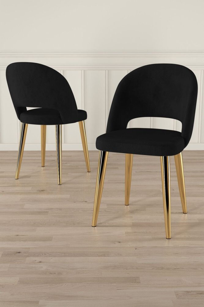 Súprava stoličiek (6 kusov) Pane - Black, Gold