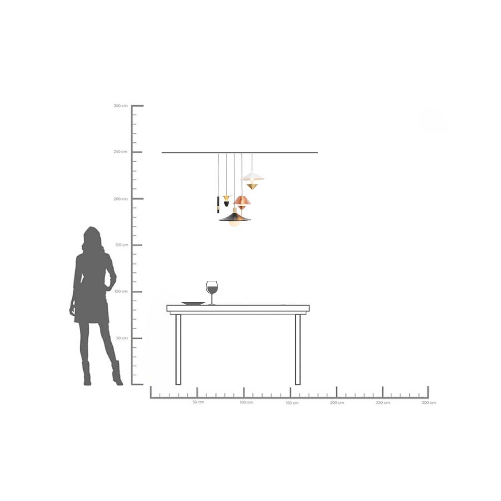 Kare závesné svietidlo Cappelli, viacfarebné, Ø 50 cm, G9