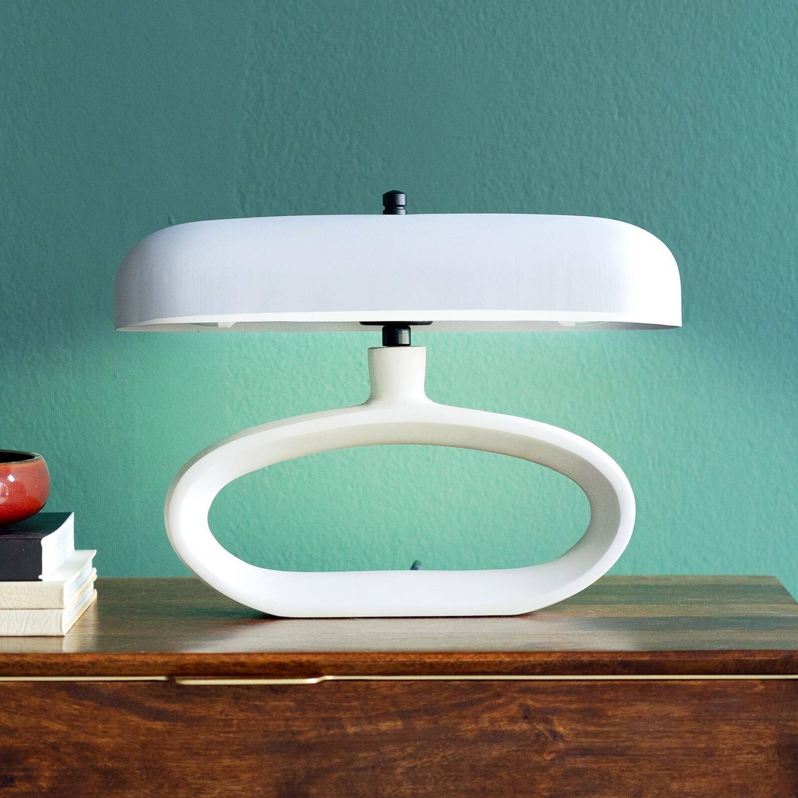 Kare stolová lampa Suki, béžová, kov, 26 cm, E14