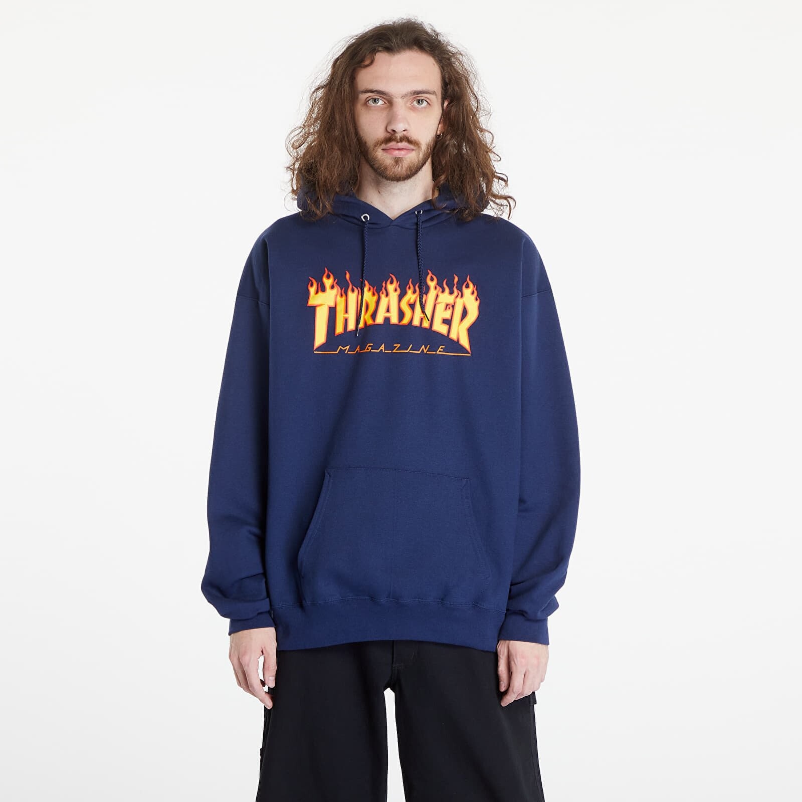 Mikina Thrasher Flame Logo Hoodie Navy Blue M