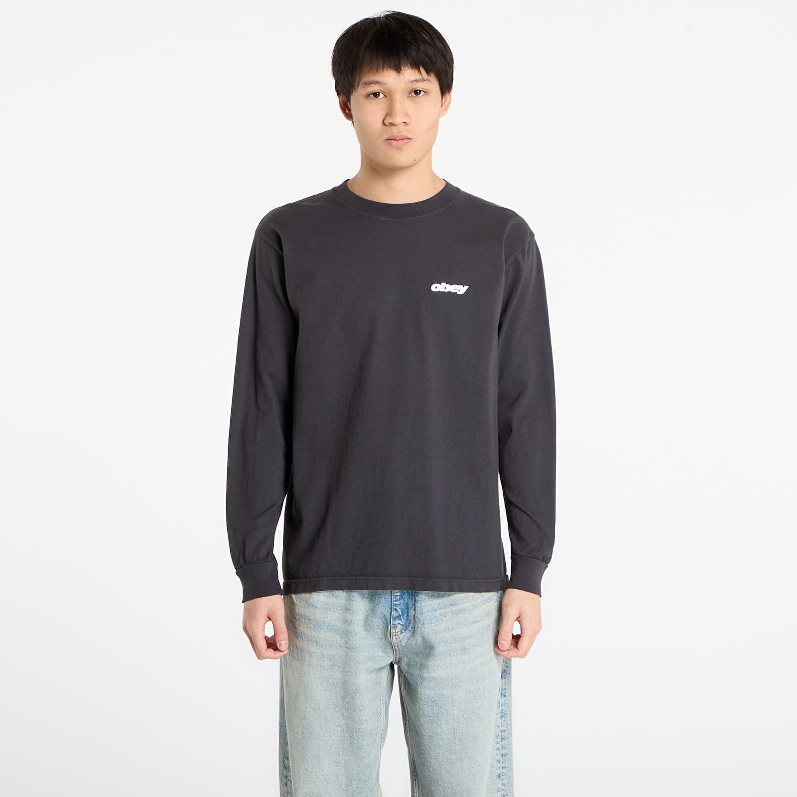 Tričko OBEY Star Long Sleeved T-Shirt. Pigment True Vintage Black S