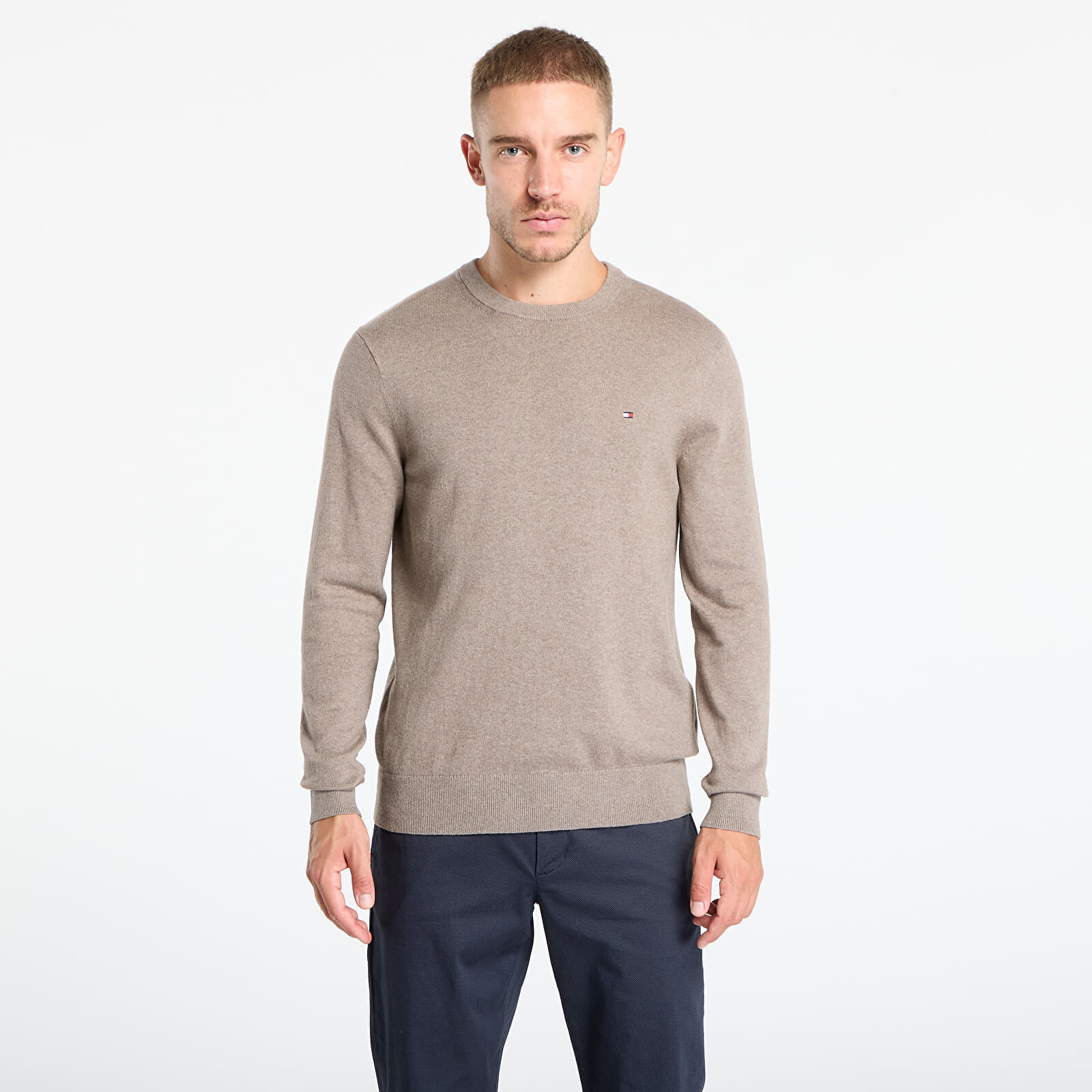 Sveter Tommy Hilfiger Pima Org Ctn Cashmere Crew Neck Coastal Taupe Heather L