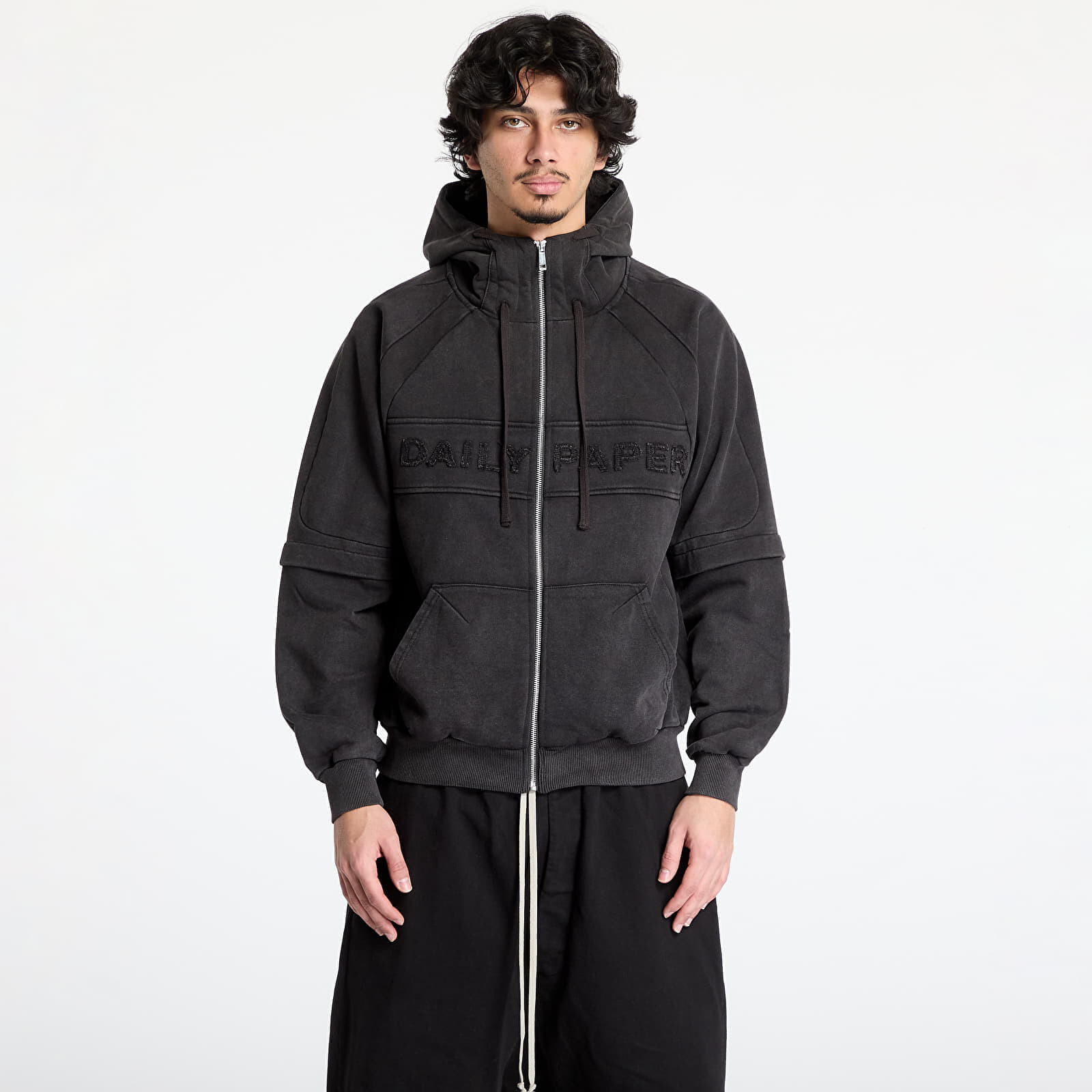 Mikina Daily Paper Garment Wash Zip Up Hoodie UNISEX Black L