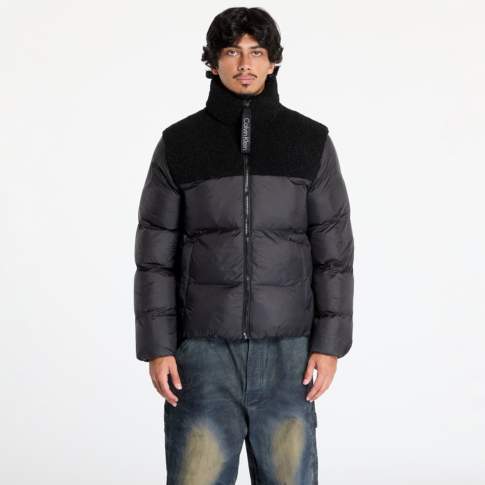 Bunda Calvin Klein Jeans Sherpa Puffer Jacket Black L