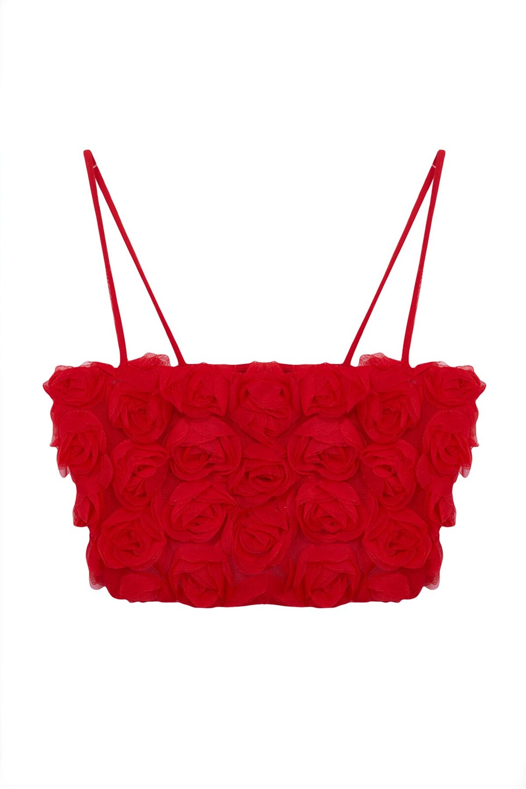 Trendyol Limited Edition Red 3D Floral Crop Bustier