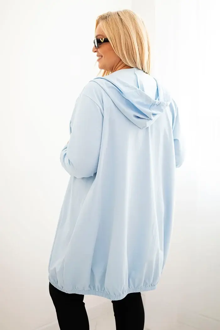 Kesi Dámska mikina Plus Size bavlnená s kapucňou a zipsom modrá