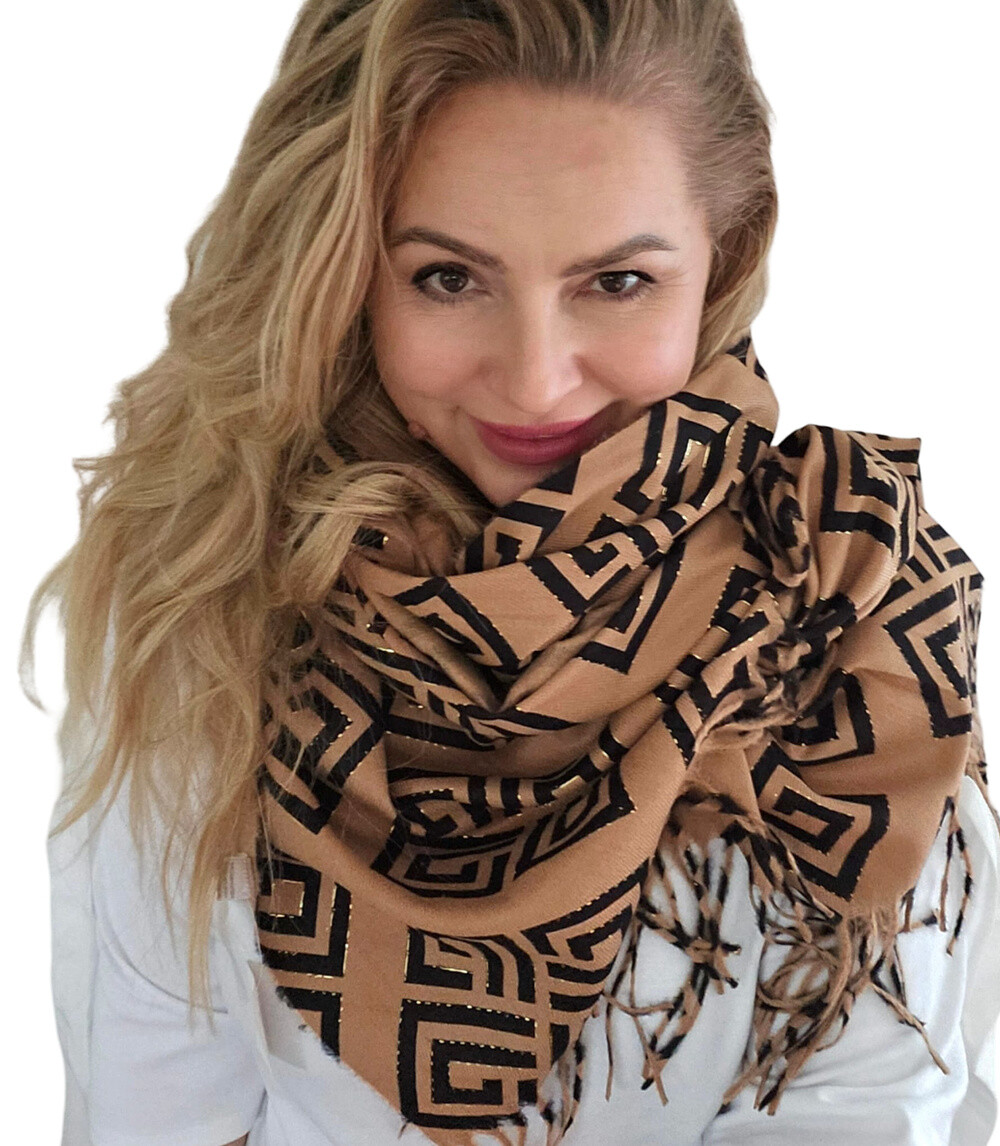 Pri Scarf Scarf Stylish warm Geometric pattern soft smooth 180x70 cm