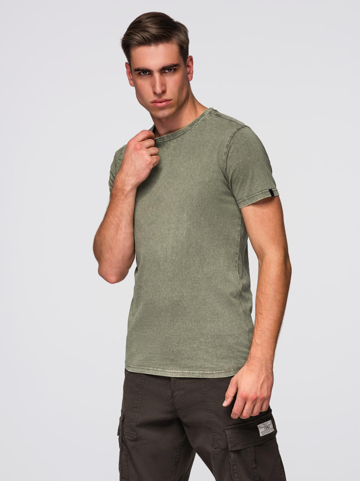 Ombre Men's t-shirt with wash effect - olive