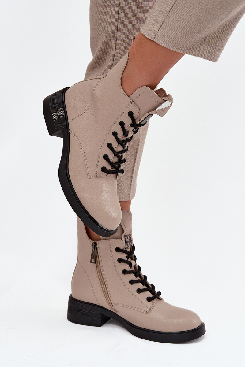 Kožené dámske členkové topánky na nízkom podpätku Vinceza