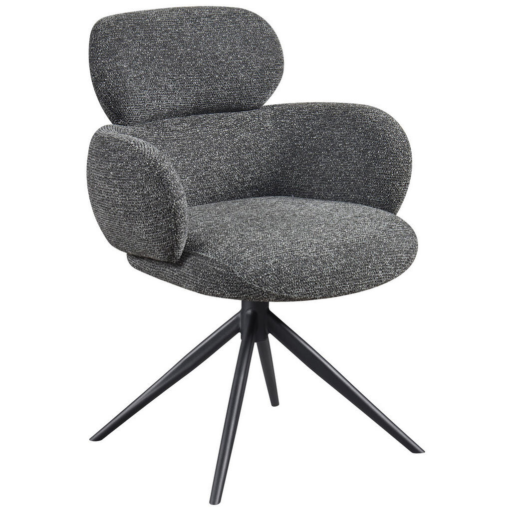 Novel STOLIČKA S PODRÚČKAMI, železo, tkaná textília, antracitová