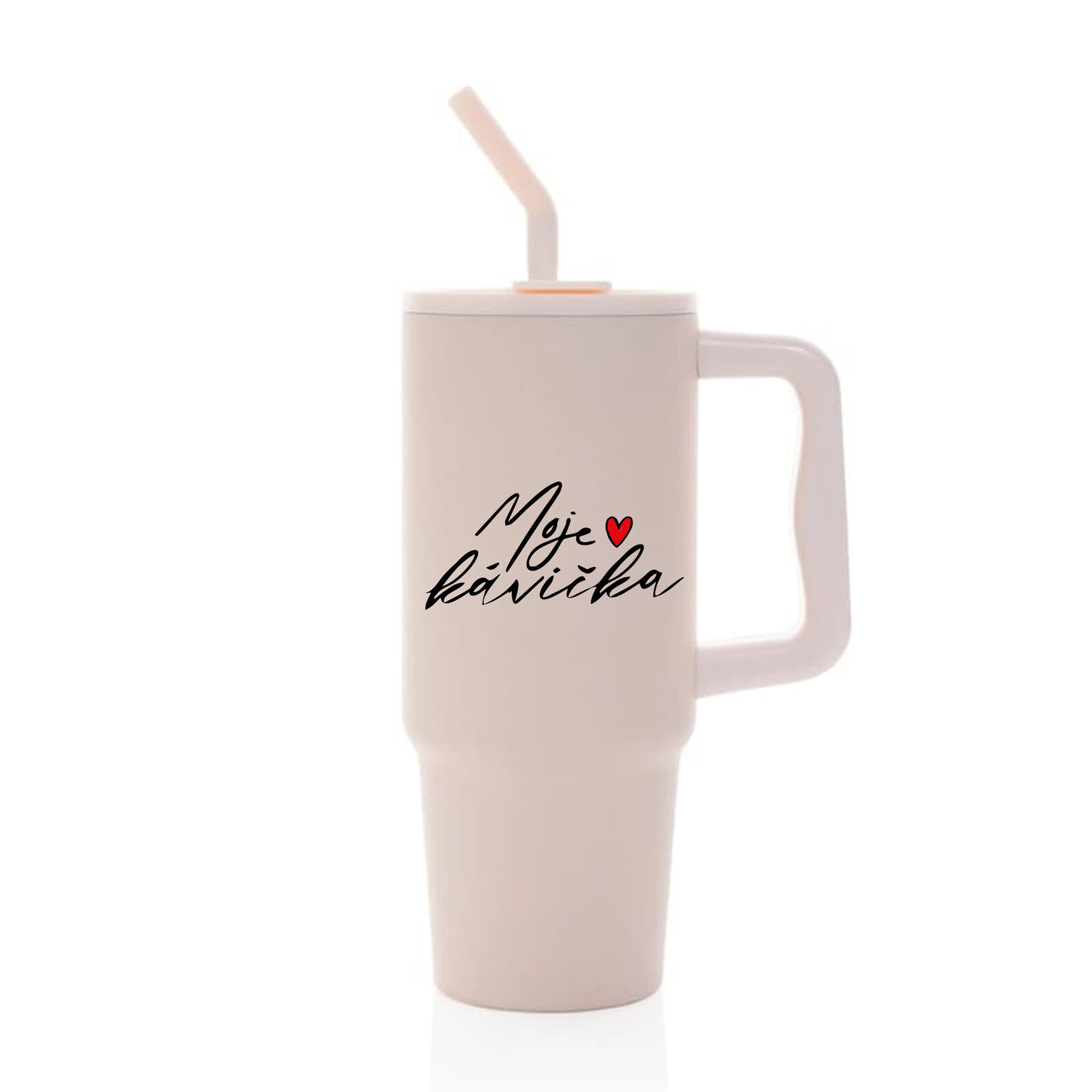 MOJE KÁVIČKA - růžový cestovní termohrnek 900 ml