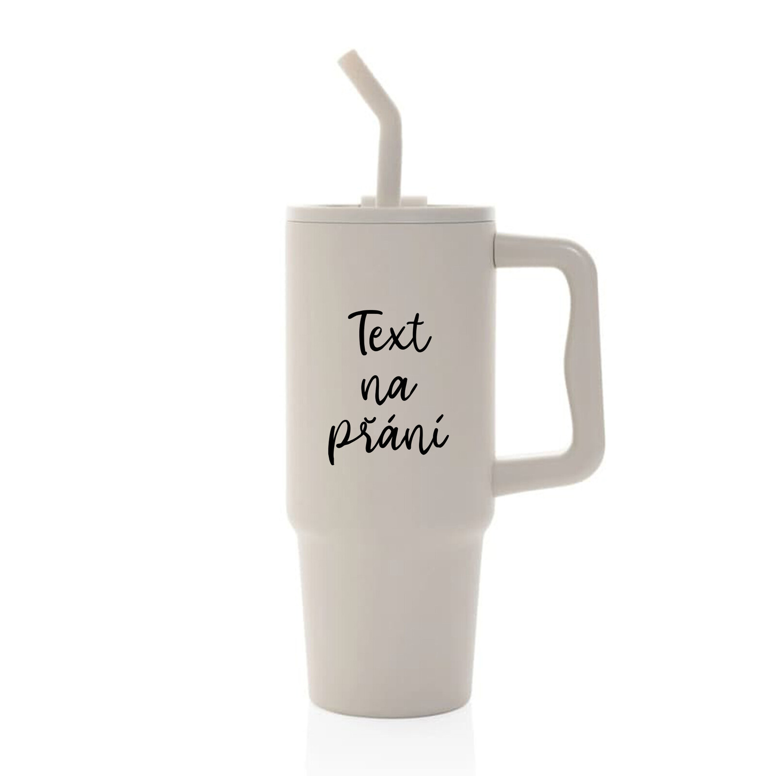 TEXT NA PŘÁNÍ - béžový cestovní termohrnek 900 ml