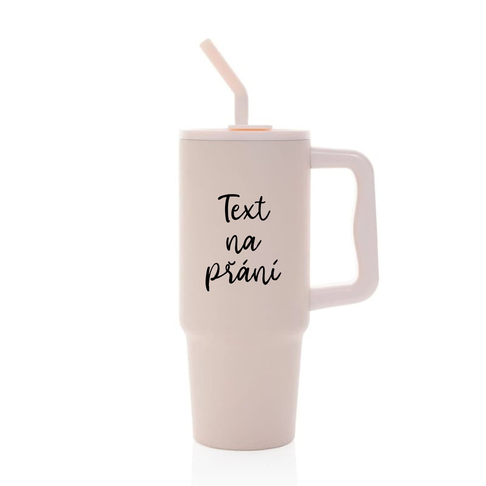 TEXT NA PŘÁNÍ - růžový cestovní termohrnek 900 ml