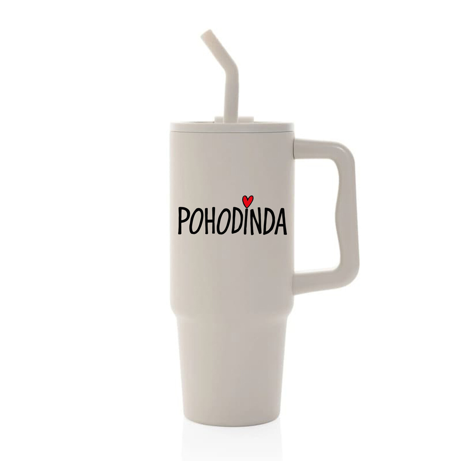 POHODINDA - béžová cestovní termoska s barevným víčkem 900 ml