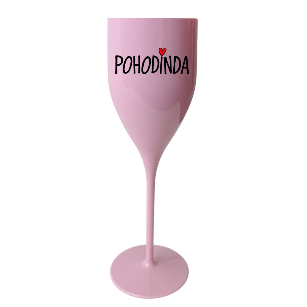 POHODINDA - růžová nerozbitná prosecco sklenice 150 ml