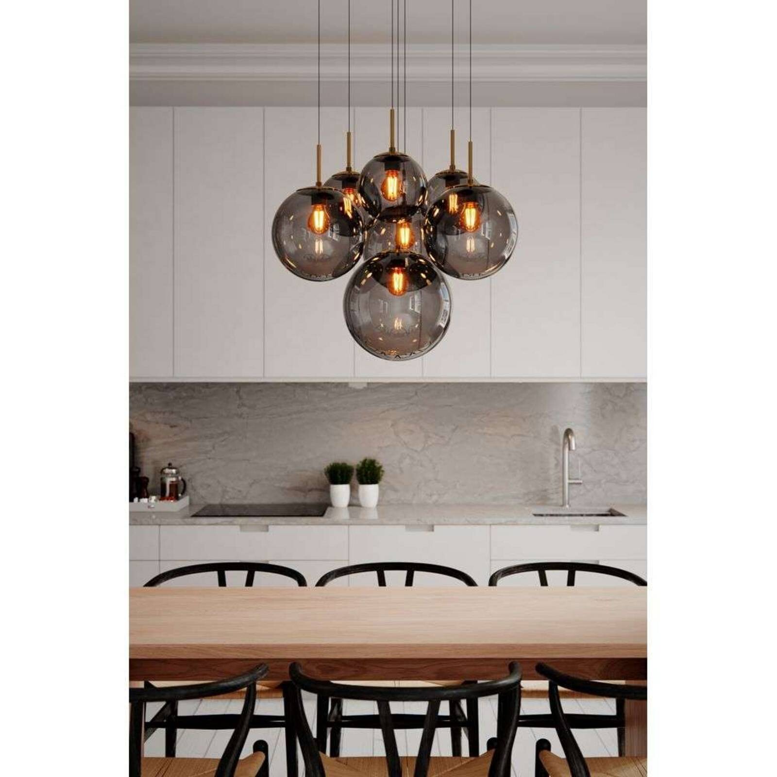 Závesné svietidlo Laura od Rydens, Ø 54 cm, 7-pl., dymovo šedé