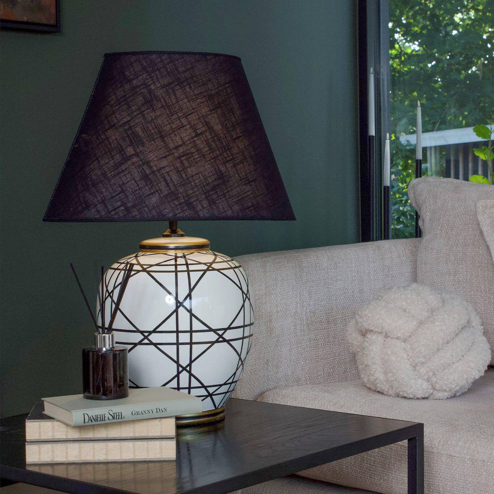 PR Home stolová lampa New York, čierna, výška 63 cm, keramika