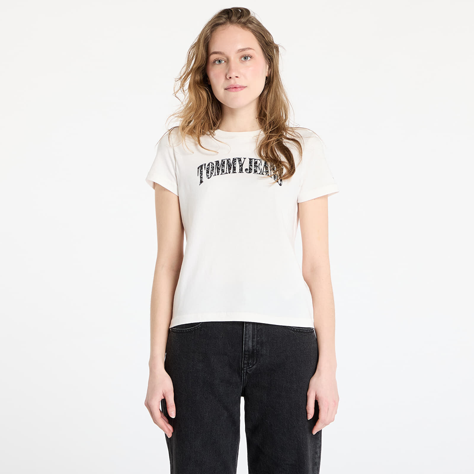 Tričko Tommy Jeans Regular Floral Varsity Tee White M