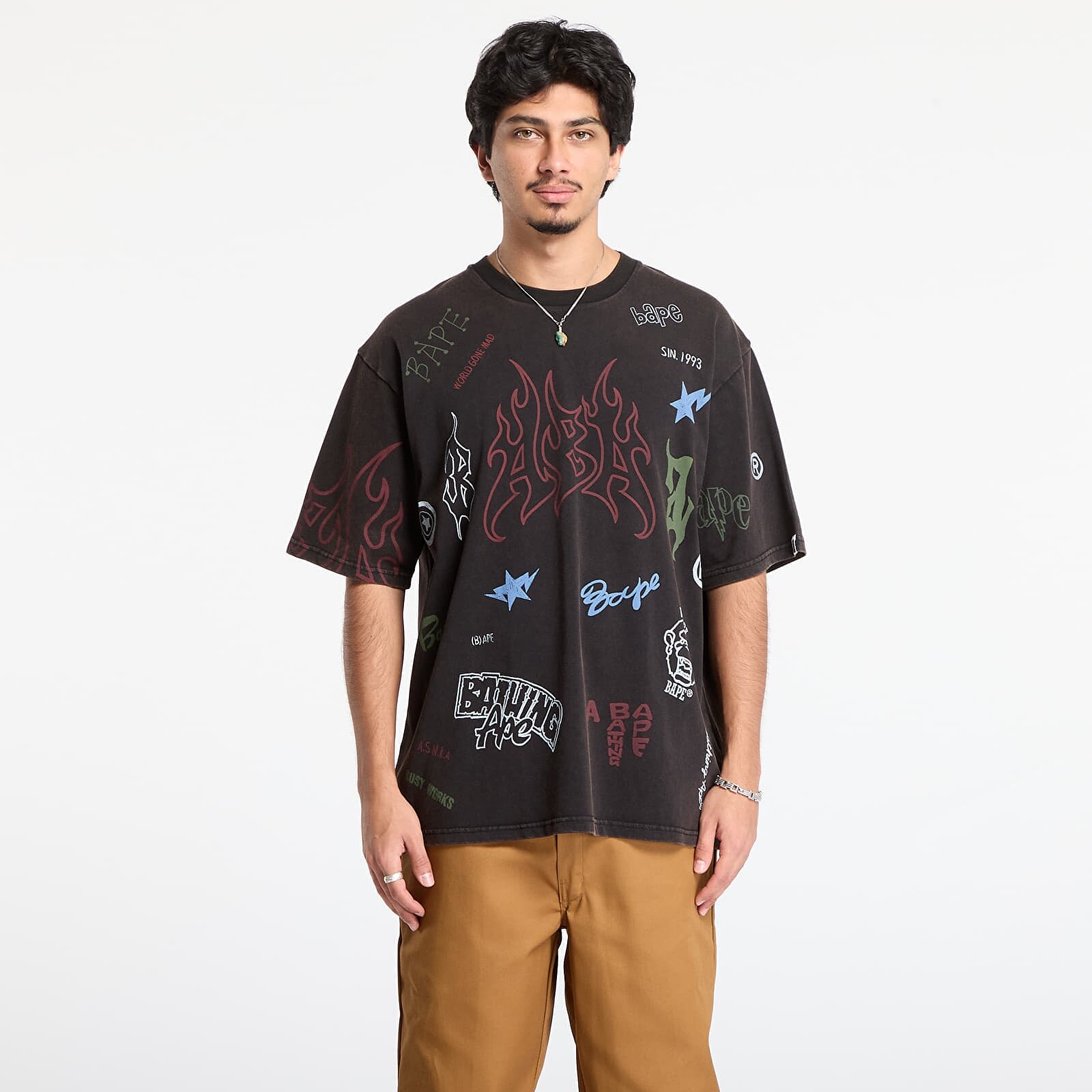 Tričko A BATHING APE Overall Print Relaxed Fit Tee Black S