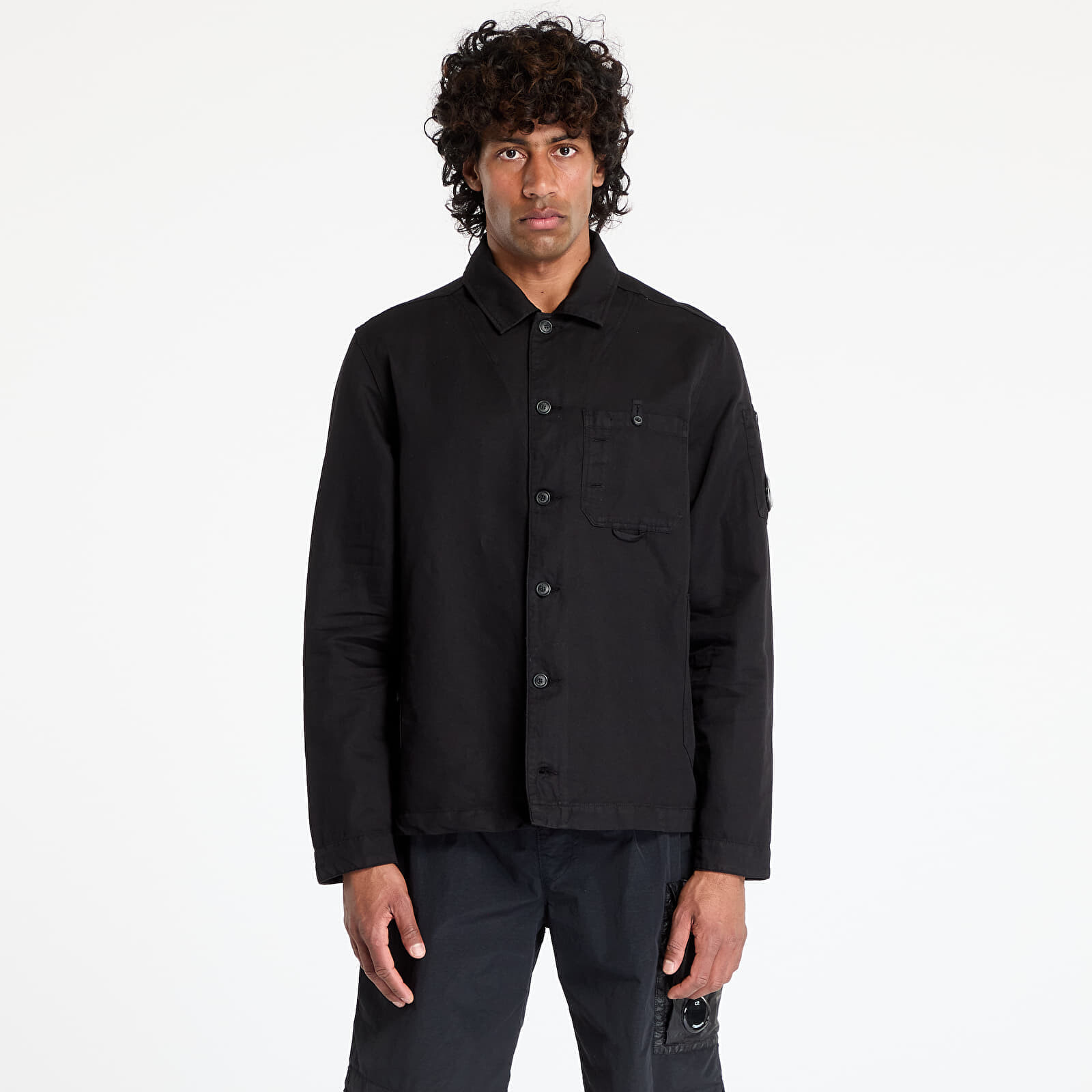 Bunda C.P. Company Cotton/Linen Full Zip Overshirt Black XL