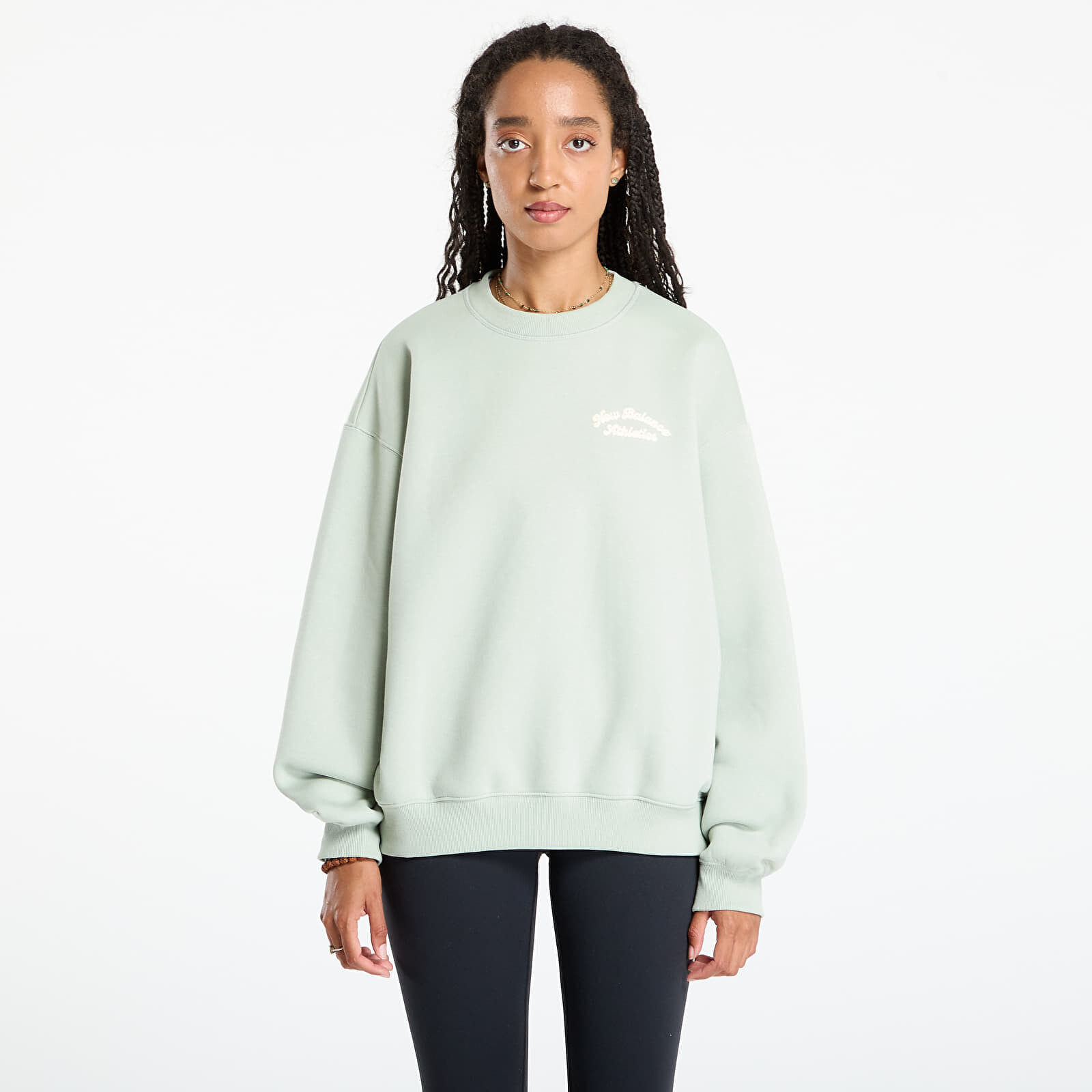 Mikina New Balance Linear Heritage Fleece Crew Green M