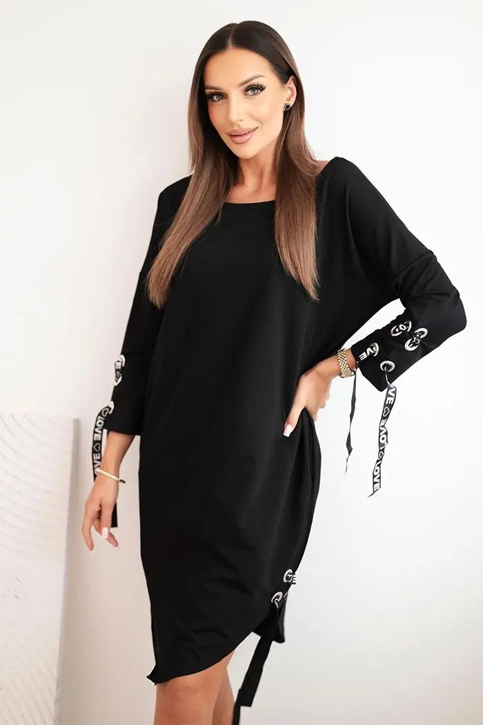 Kesi Dámska asymetrická sukňa s ozdobnými pásmi a 3/4 rukávom zelená