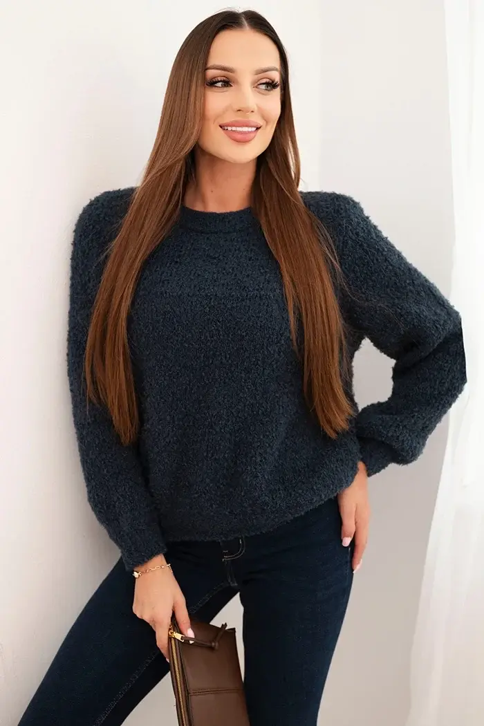 Kesi Włoski Dámsky sveter z mäkkého mohéru granátový