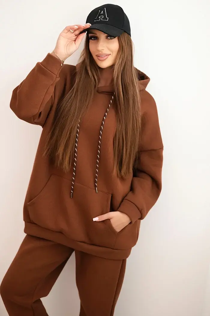 Dámska tepláková súprava s kapucňou camel